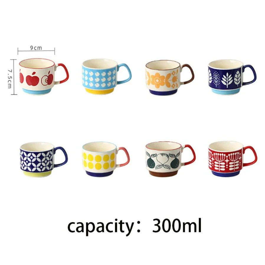 Kaffemugg 300 ml – Japansk Blomdesign i Country Style