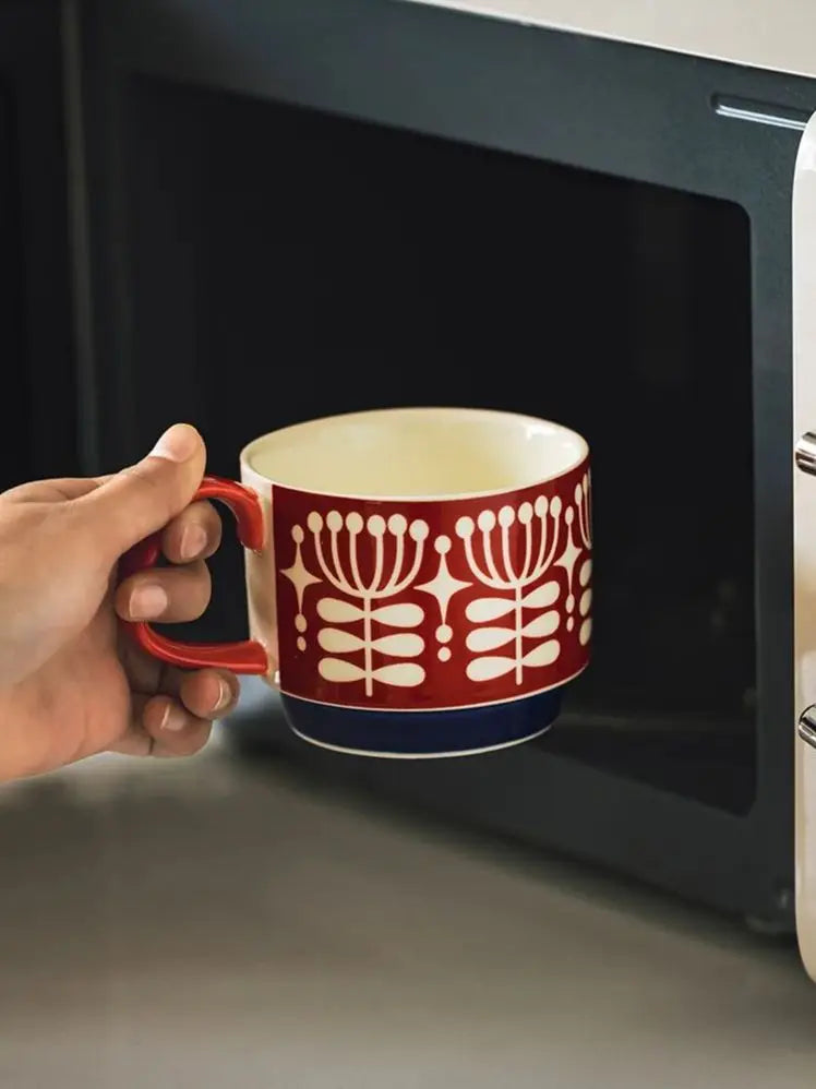 Kaffemugg 300 ml – Japansk Blomdesign i Country Style